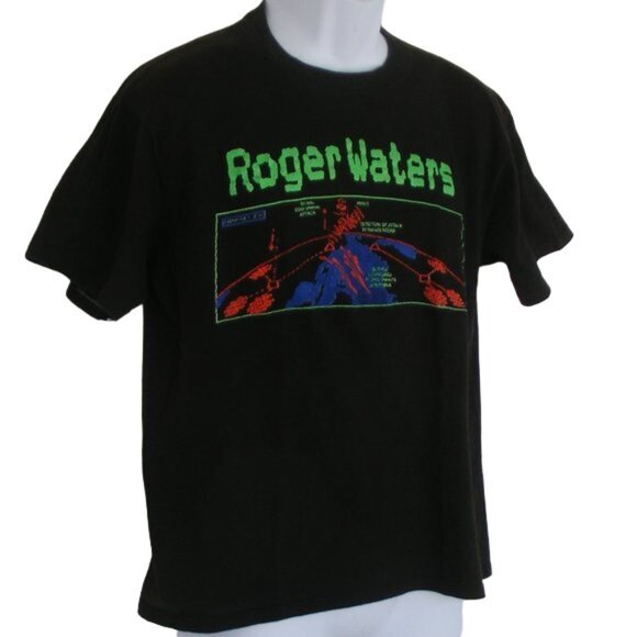 ROGER WATERS Concert Tshirt, L/XL, Radio KAOS 1987, VINTAGE, Black, 80s - Picture 2 of 8